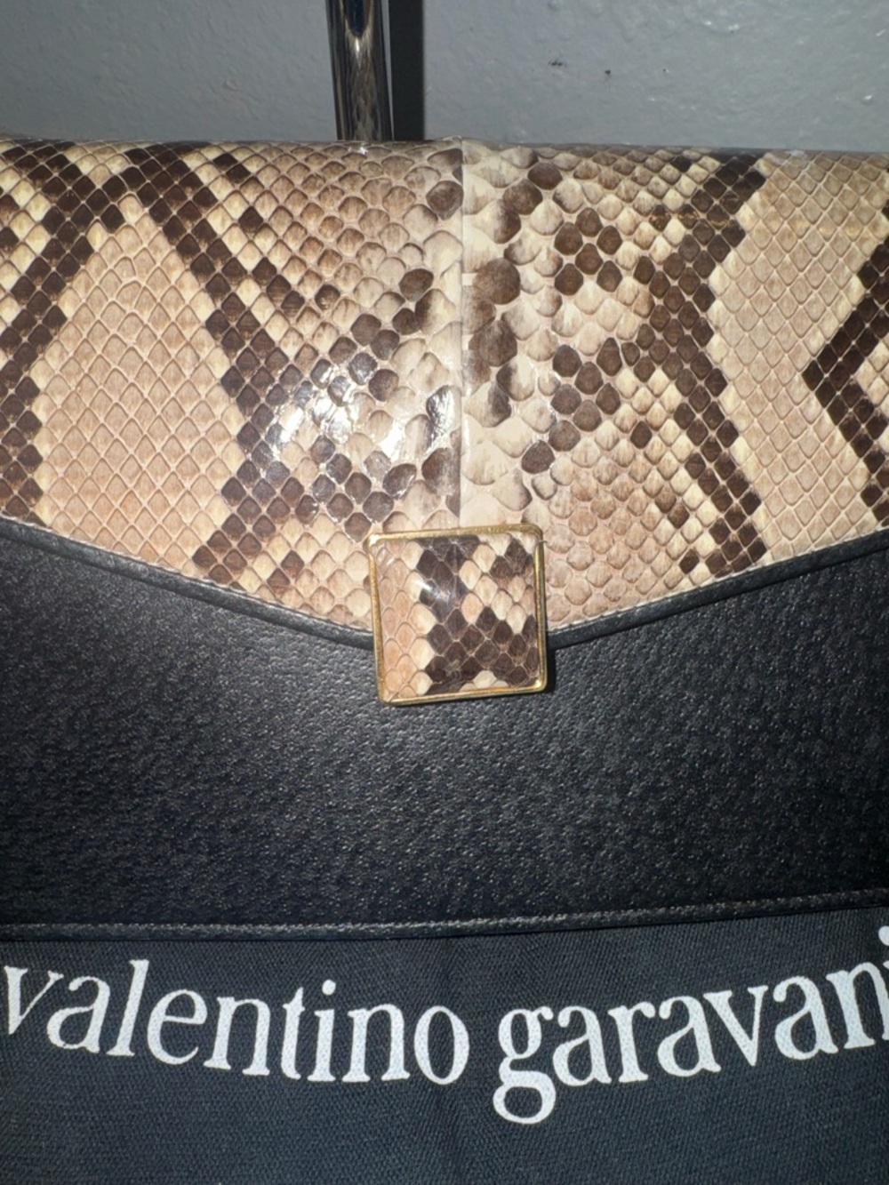 Valentino Garavani Python-Print Flap Crossbody with the COA - Picture 12 of 13